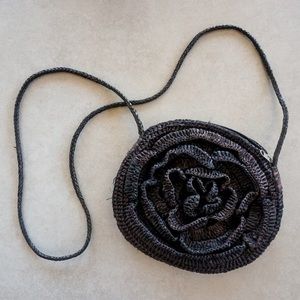 Mar Y Sol BOHO floral grass crossbody purse black